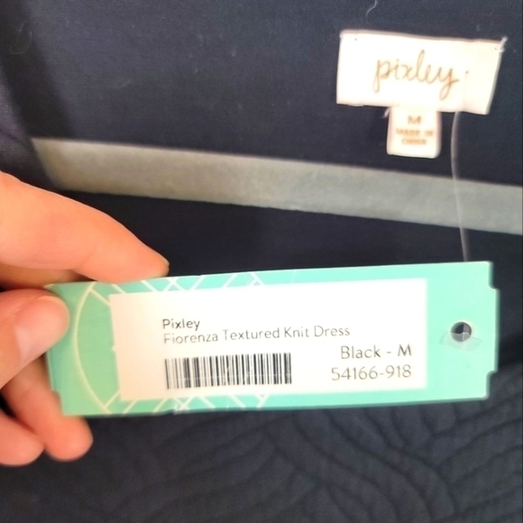 PIXLEY FIORENZA TEXTURED KNIT DRESS IN BLACK, SZ MEDIUM - Picture 5 of 14